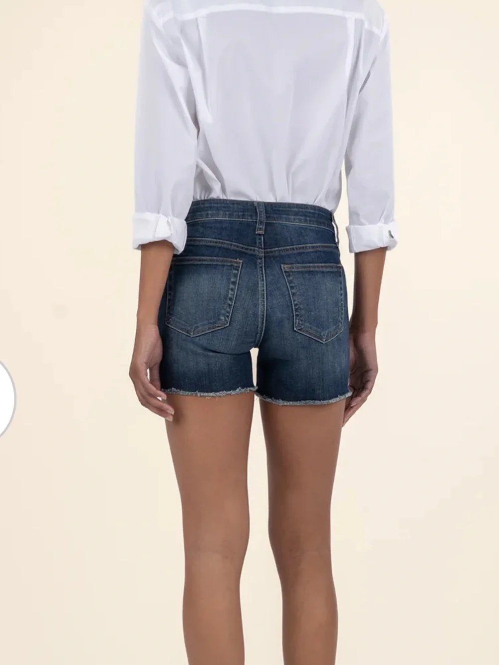 Kut from the Kloth Mid-Rise Dark Blue Gidget Fray Denim Shorts